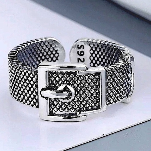 Sterling Silver Belt Buckle Ring - Picture 1 of 4